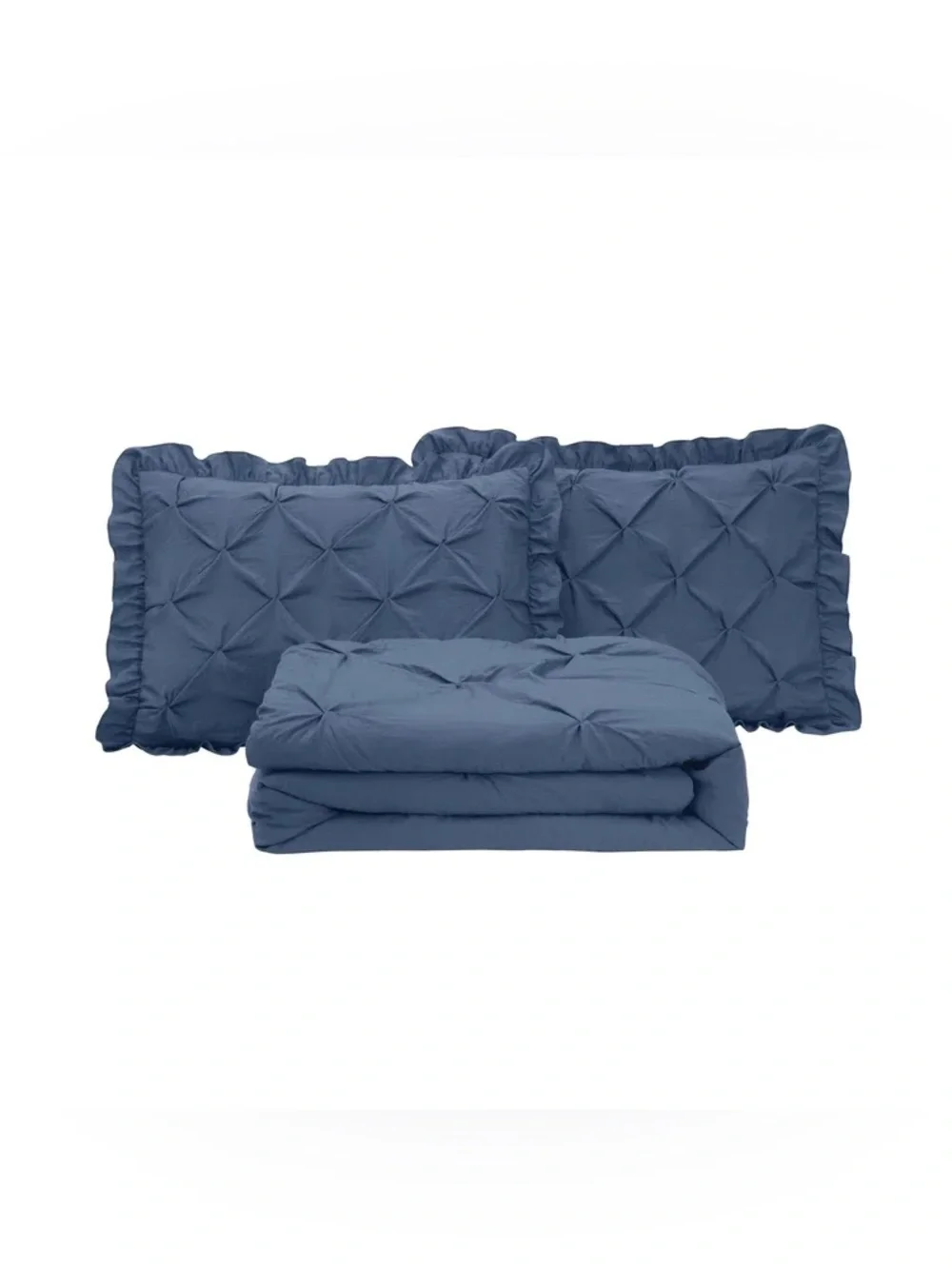 Blue Pinch-Pleat king 3 piece Bedspread Set